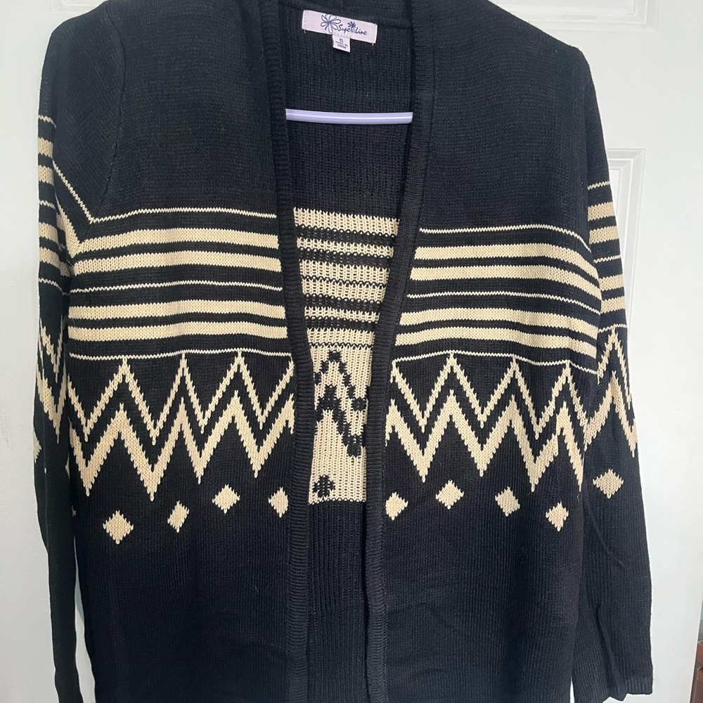 Elegant Black and Cream Women's Cardigan Sz Small. New